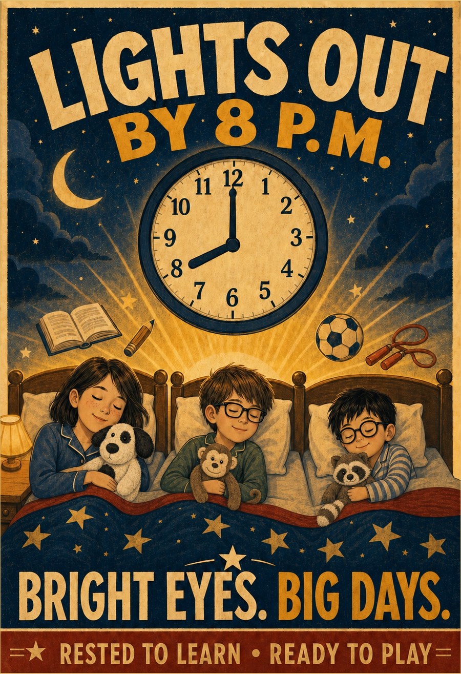 LIGHTS OUT BY 8 P.M.