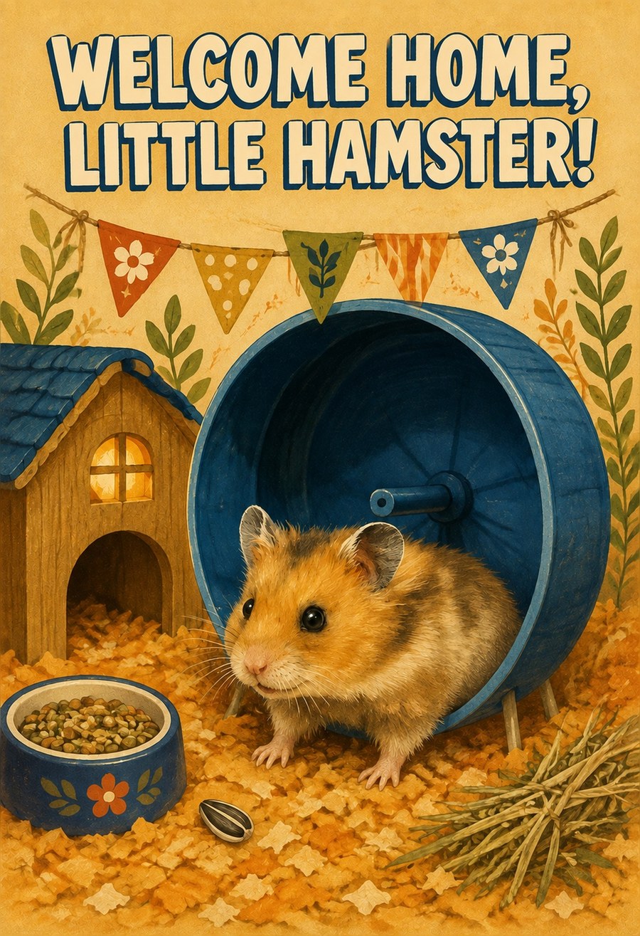 WELCOME HOME, LITTLE HAMSTER!